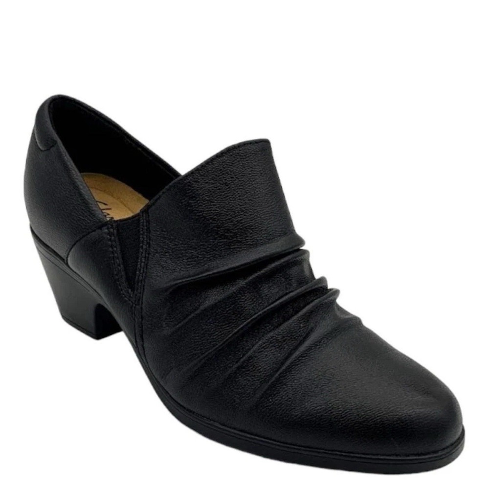 Clarks Women's Emily2‎ Cove Black Slip On Pumps Shoes Booties 7.5M Comfort